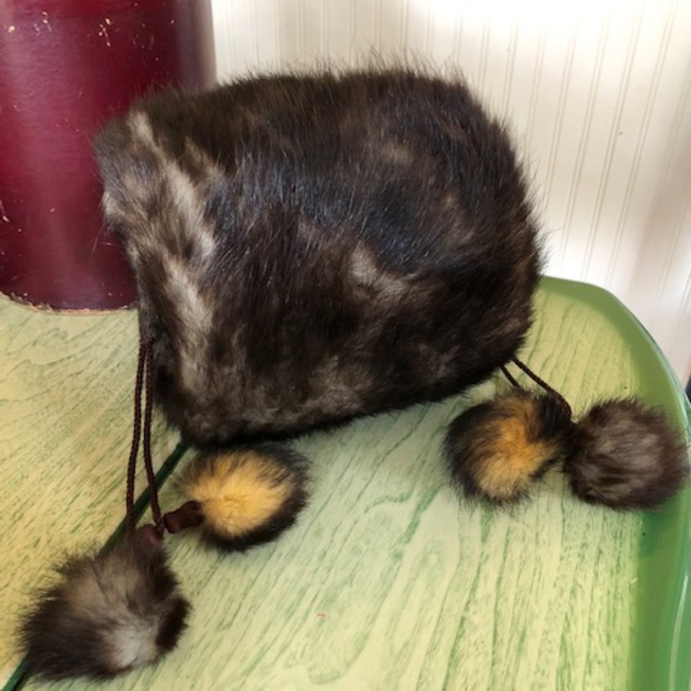Mink hand warming muff